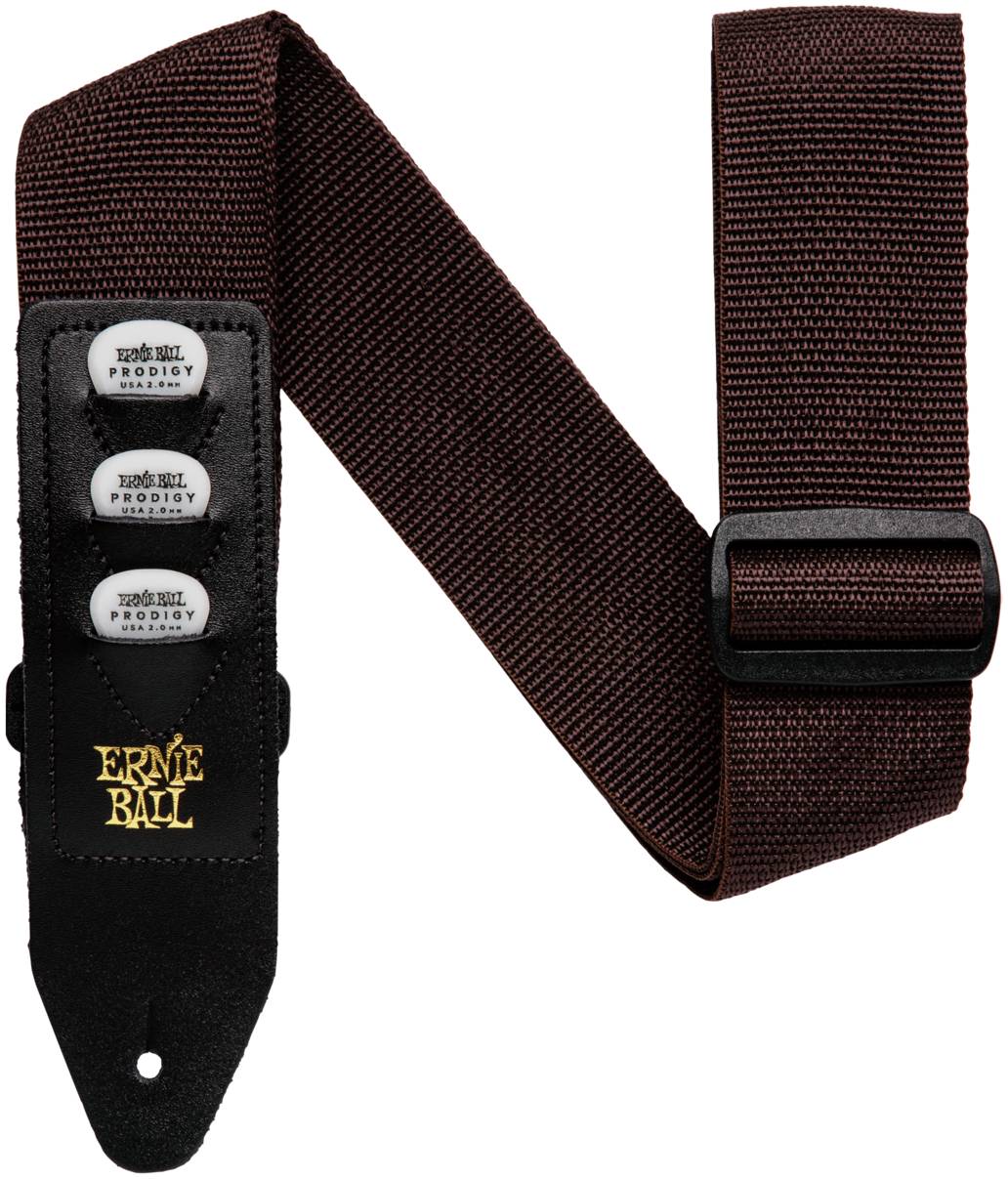 ERNIE BALL 4250 - гитарный ремень Pickholder, полипропилен с кармашками под 3 медиатора/коричневый