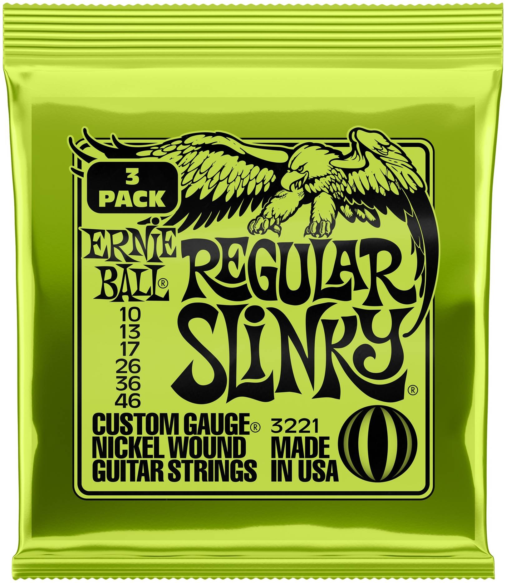 ERNIE BALL 3221 - набор из 3х комплектов для эл. гитары Nickel Wound Regular Slinky (10-46)