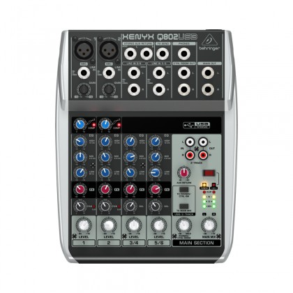 Behringer Q802USB - 2 микрофонных пред, 1 FX посыл, 1 стерео Aux возврат,2-Bus, встр. USB