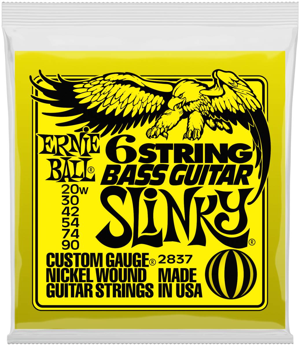 ERNIE BALL 2837 - струны для 6-струнной бас-гитары Nickel Bass SS Slinky 6 (20w-30-42-54-4-90)