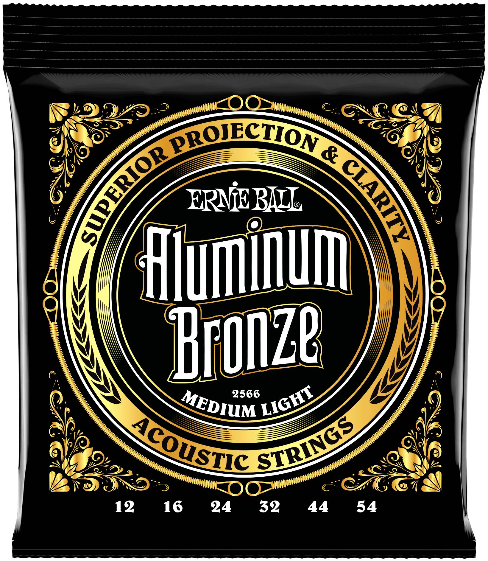 ERNIE BALL 2566 - струны для акуст.гитары ALUMINUM BRONZE MEDIUM LIGHT (12-16-24w-32-44-54)