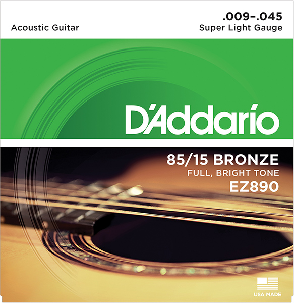 D'ADDARIO EZ890 AMERICAN BRONZE 85/15 Струны для акустической гитары Super Light 9-45