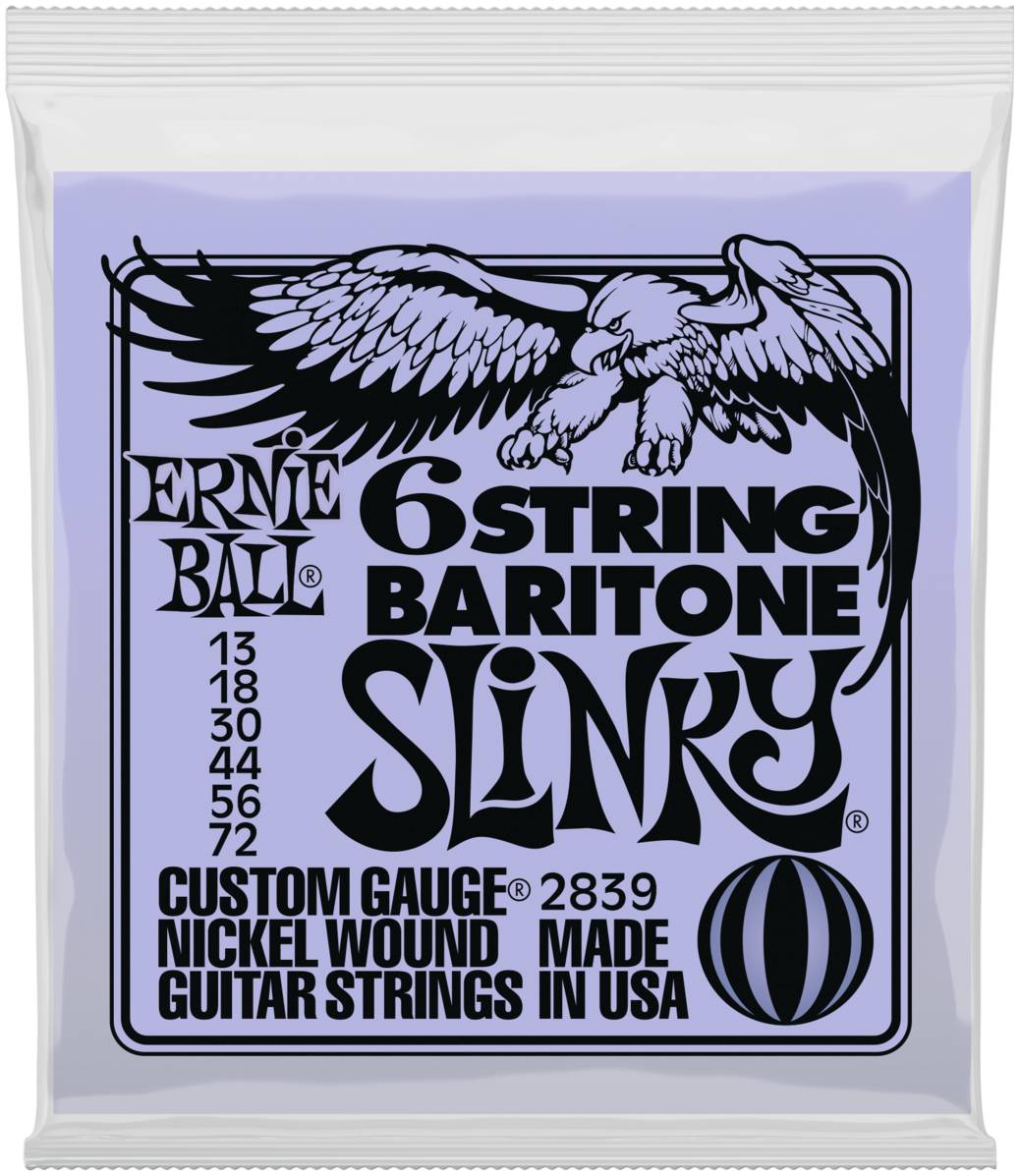 ERNIE BALL 2839 - струны для баритон-гитары Nickel Bass Baritone SS Slinky 6 (72-56-44-30-18p-13p)