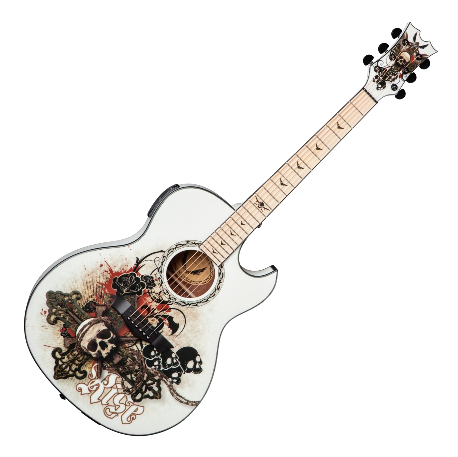 Dean EX RES - электроакустичекская гитара,EQ,тюнер,красное дерево,цвет белый, графика Resurrection