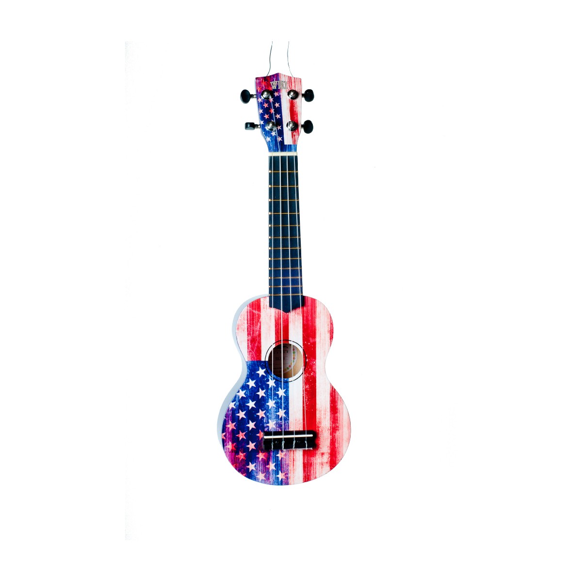 WIKI UK/US - гитара укулеле сопрано, липа, изображение флага США, чехол в комплекте
