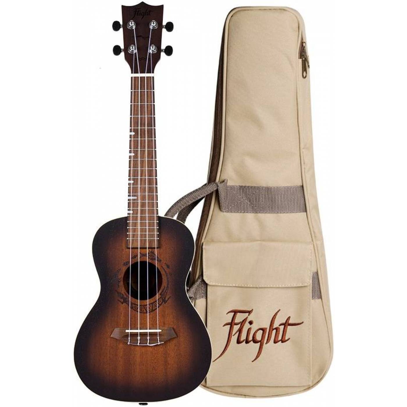 FLIGHT DUC380 AMBER - укулеле, концерт, махагони, цвет санберст, чехол в комплекте