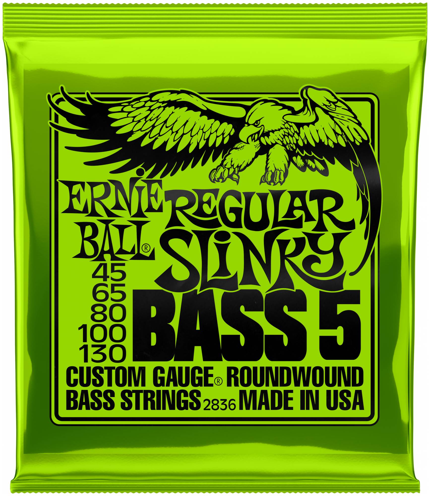 ERNIE BALL 2836 - струны для 5-струнной бас-гитары Nickel Bass Reguilar Slinky 5 (45-65-80-100-130)