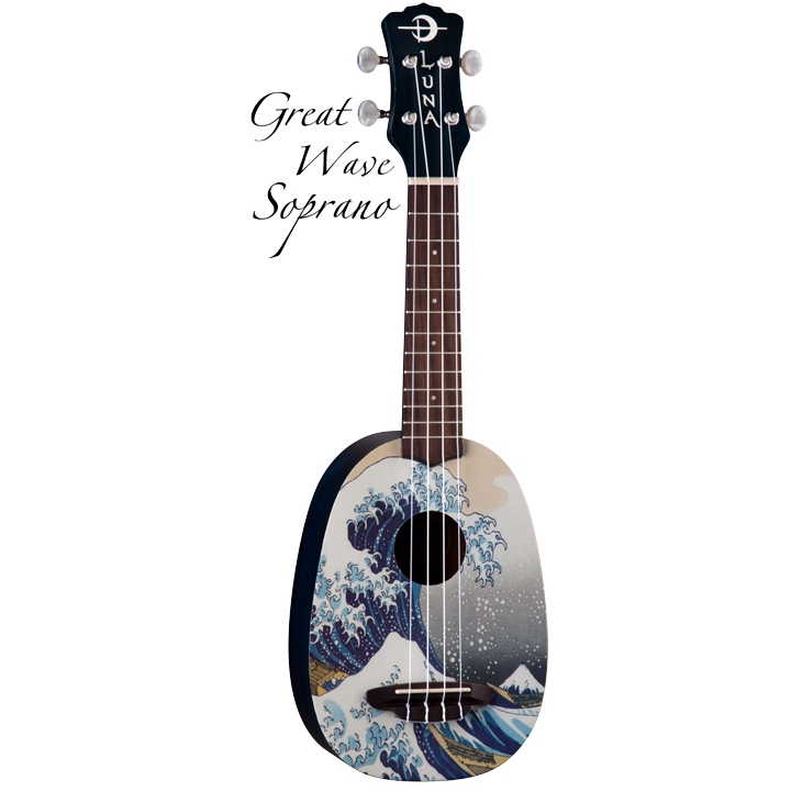 Luna UKE GWS - укулеле, сопрано, чехол в комплекте,рисунок "Большая волна" художника Хокусай на деке