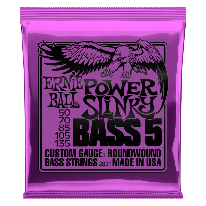 ERNIE BALL 2821 - струны для 5-струнной бас-гитары Nickel Wound Bass Power Slinky (50-70-85-105-135)