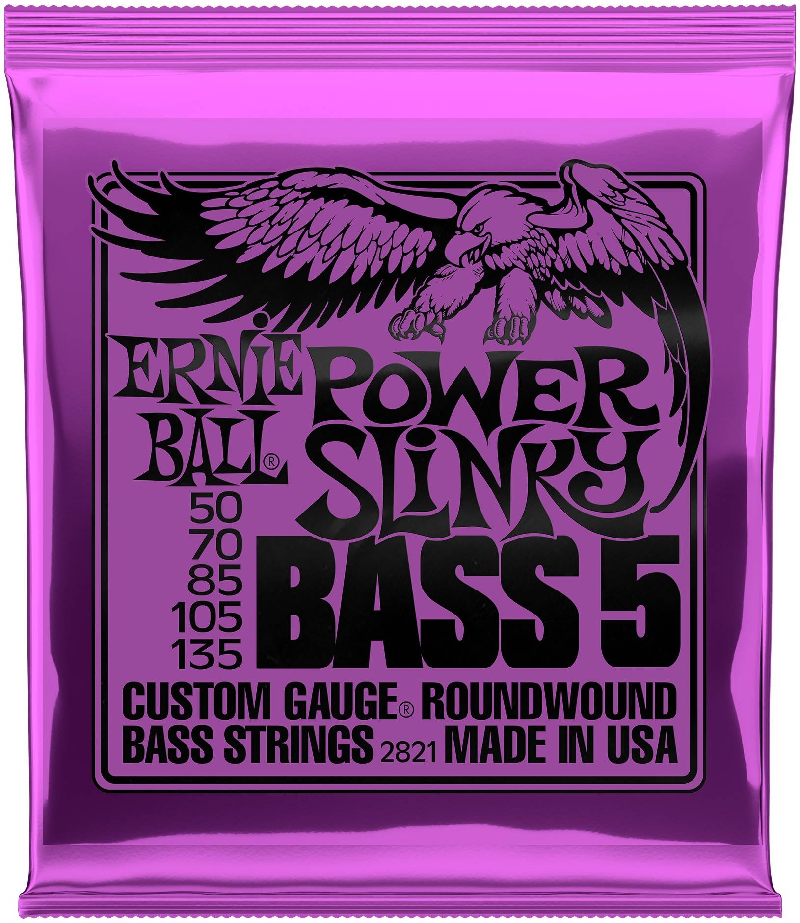 ERNIE BALL 2821 - струны для 5-струнной бас-гитары Nickel Wound Bass Power Slinky (50-70-85-105-135)