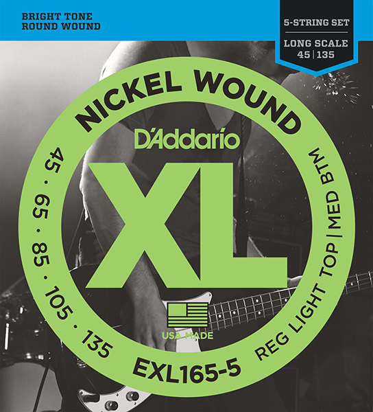 D`Addario EXL165-5 XL NICKEL WOUND Струны для 5-струнной бас-гитары 5-string Long Regular Ligth Top