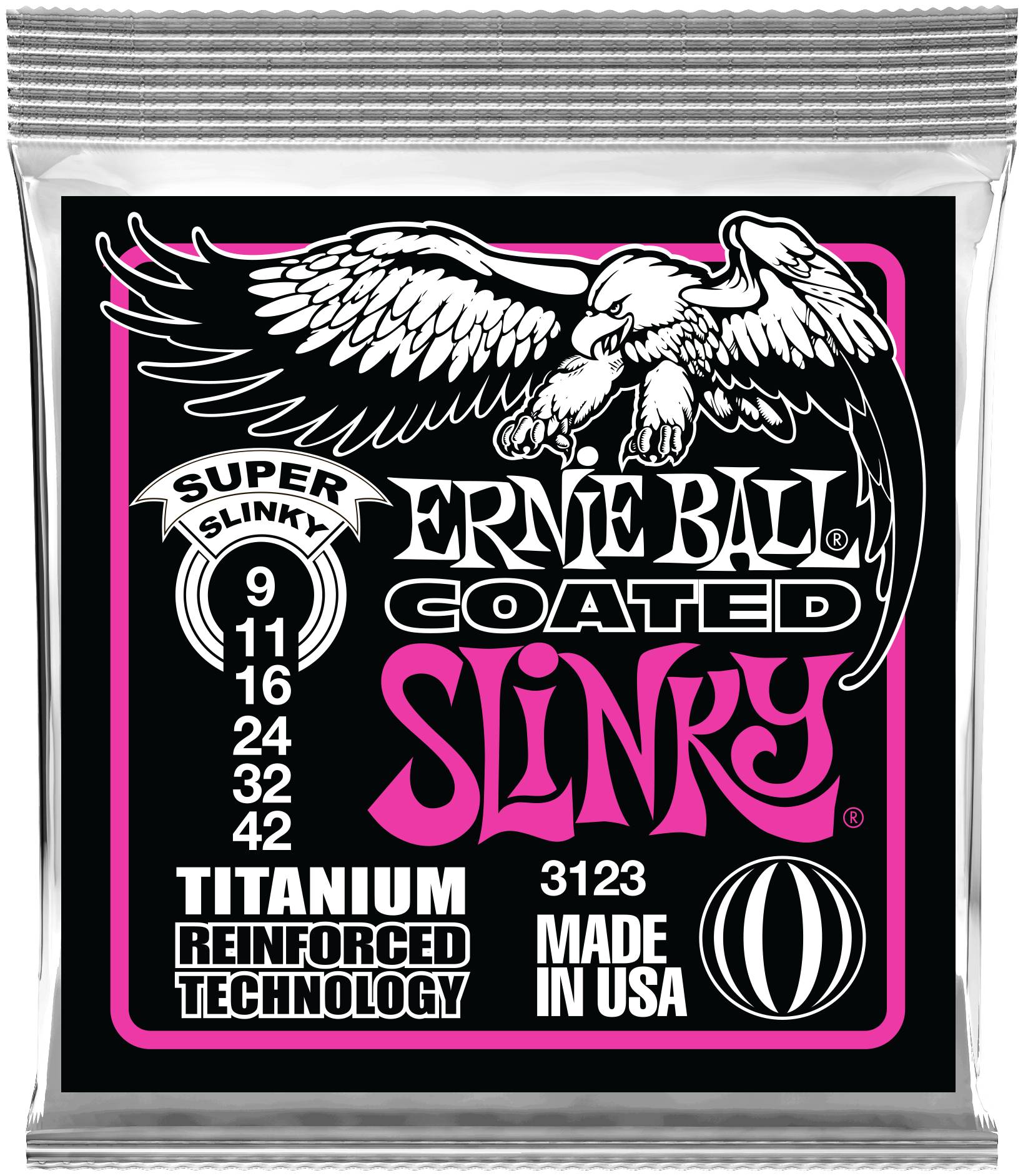 ERNIE BALL 3123 - струны для эл.гитары Titanium RPS Super Slinky (9-11-16-24-32-42)