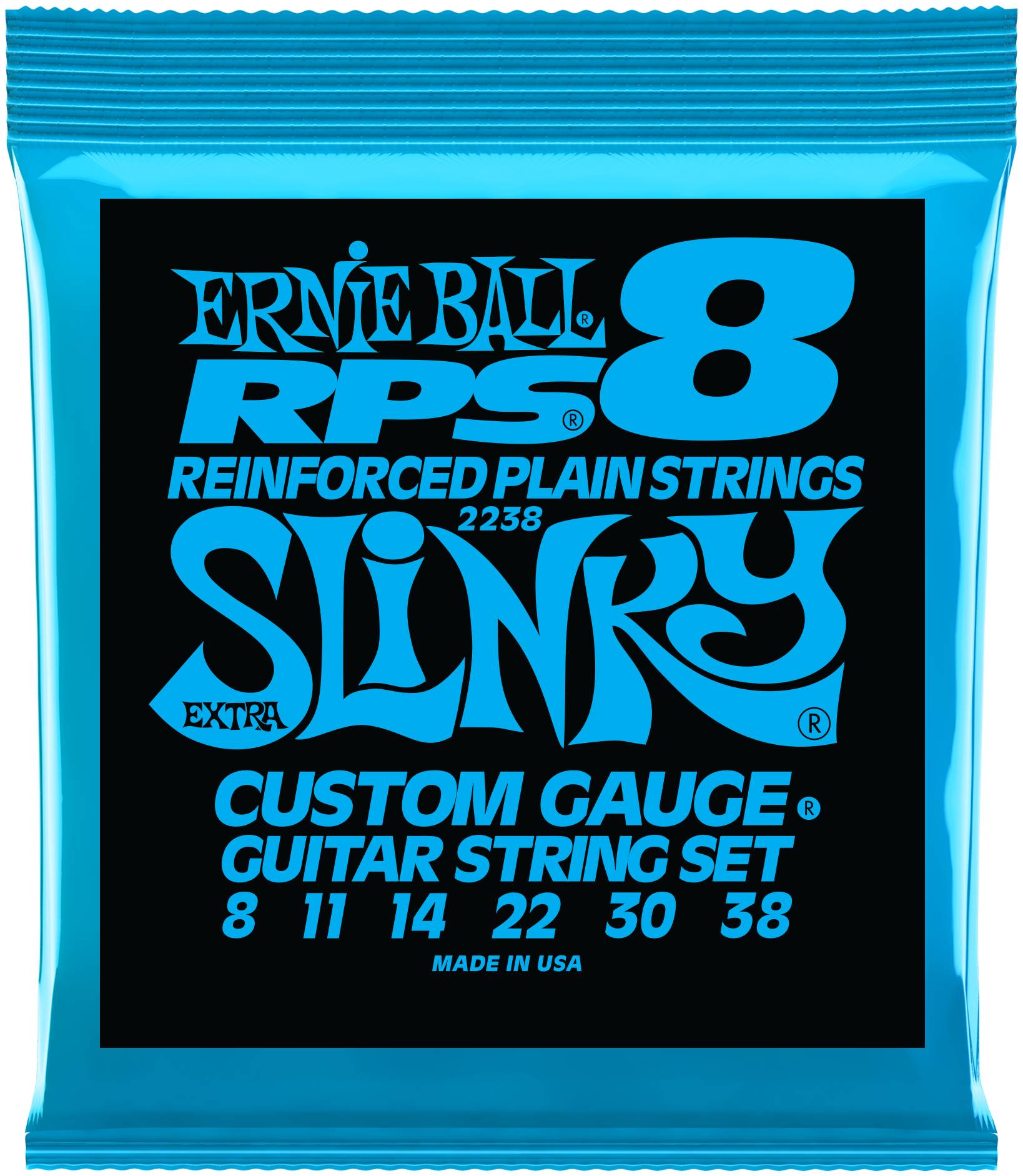 ERNIE BALL 2238 - струны для эл.гитары RPS8 Extra Slinky (8-11-14-22w-30-38)