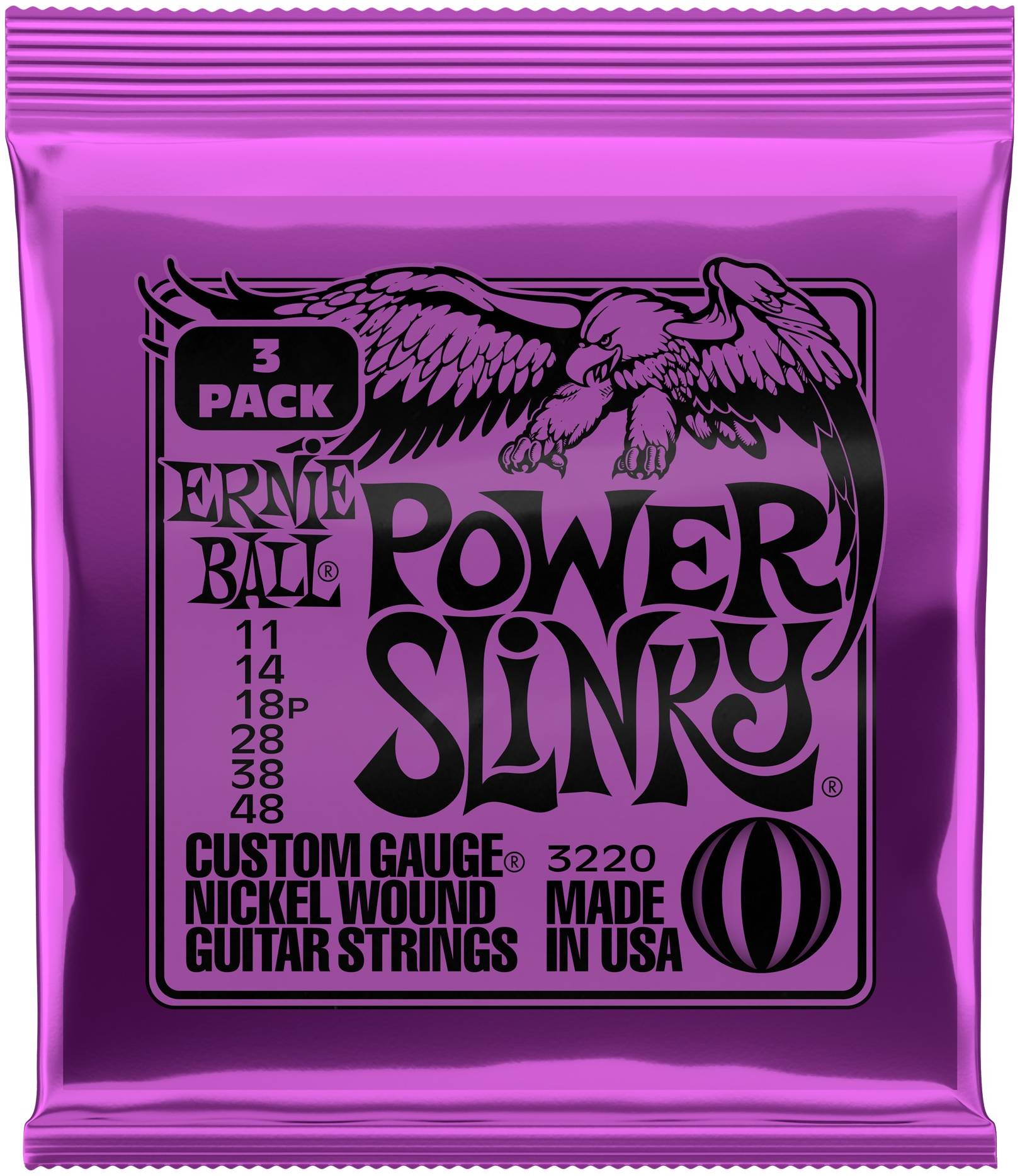 ERNIE BALL 3220 - набор из 3х комплектов для эл. гитары Nickel Wound Power Slinky (11-48)