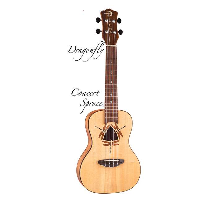 Luna UKE DFY SPR - укулеле концертная,ель,цв. натур.матовый чехол в комплекте