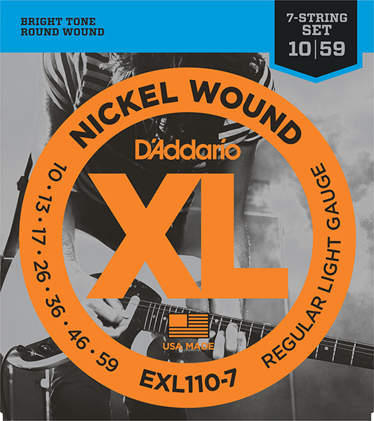 D'ADDARIO EXL110-7 струны для электро гитары 7 струн, XL Regular Light, никель, 10-56