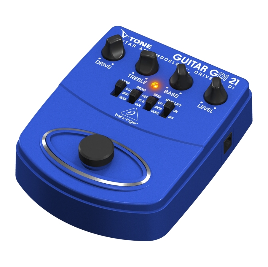 Behringer GDI21 - Педаль моделир. гитарных усилителей / предусилитель для прямой записи / DI-бокс