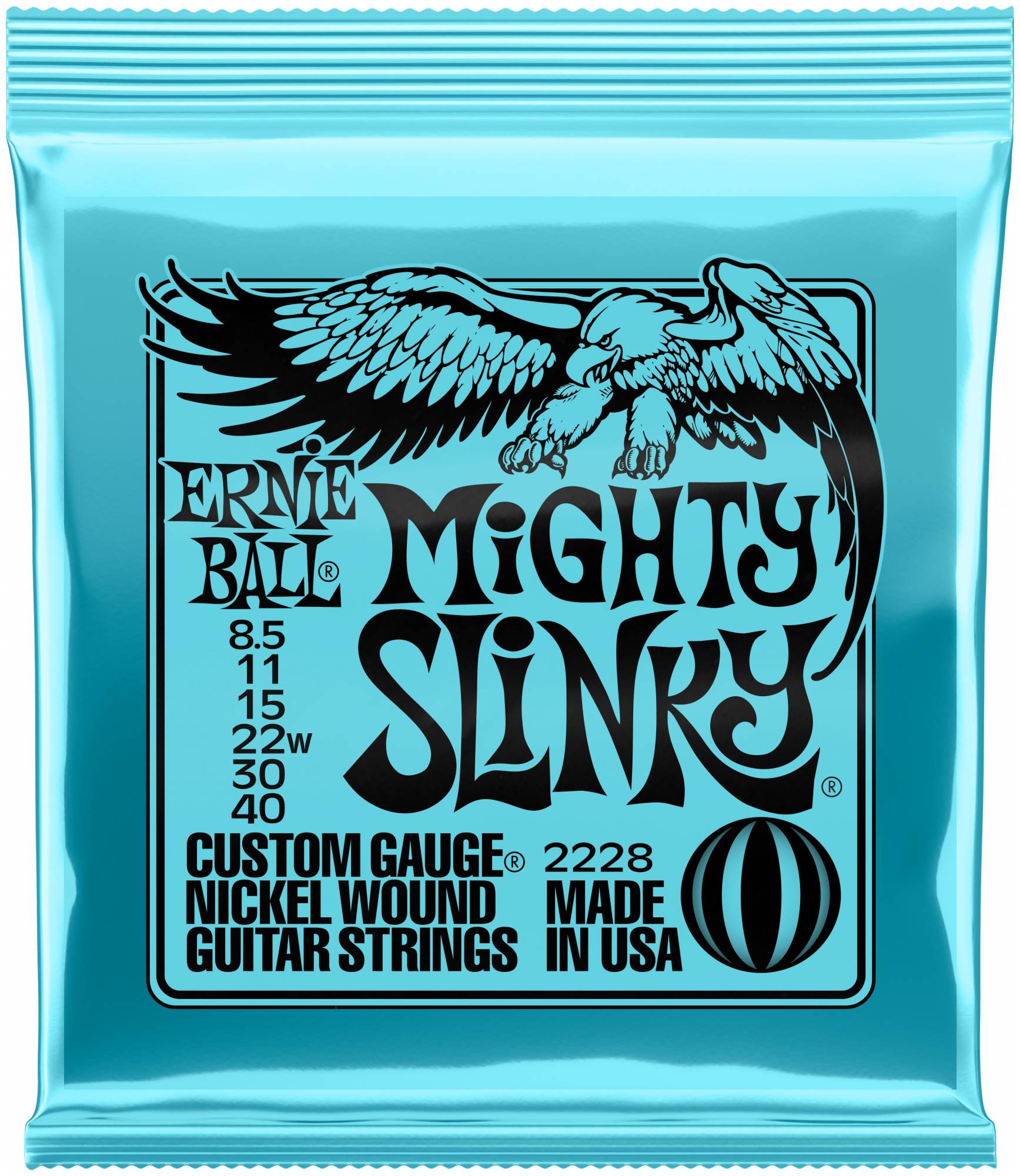 ERNIE BALL 2228 - струны для эл.гитары Nickel Wound Mighty Slinky (8.5-11-15-22w-30-40)