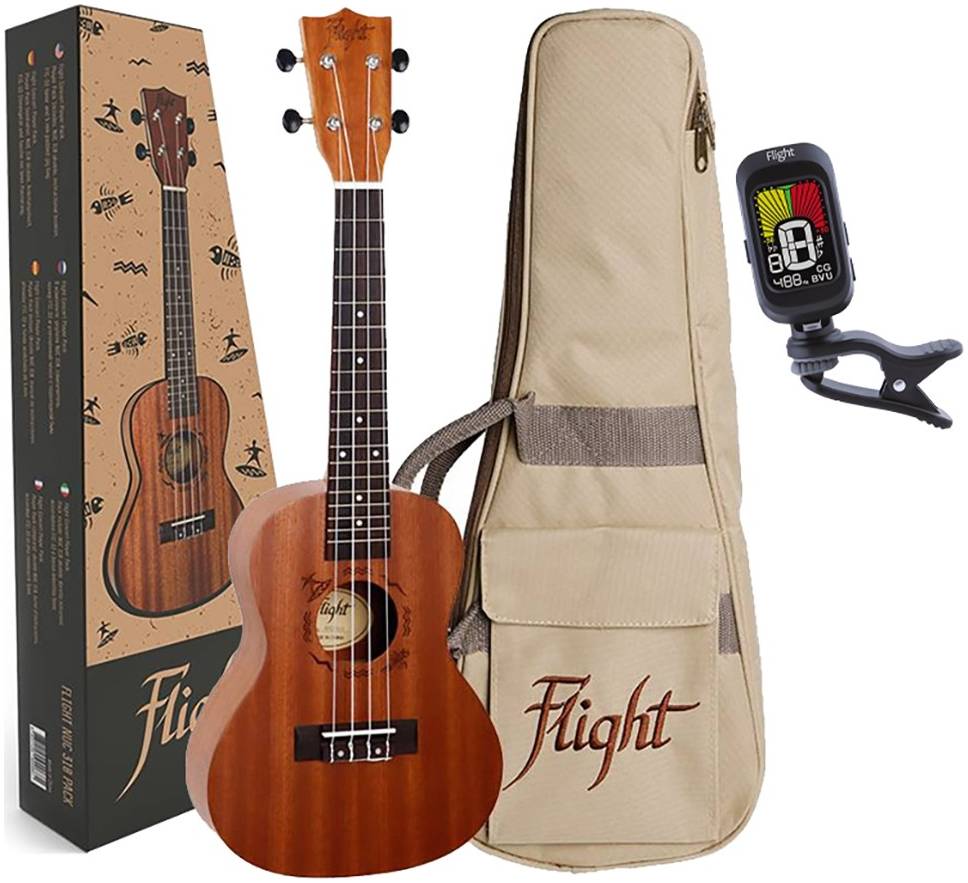 FLIGHT NUC PACK - укулеле + тюнер, концерт, корпус - сапеле