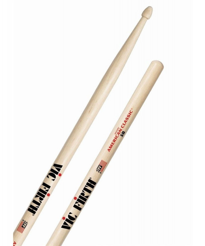 VIC FIRTH 5B - барабанные палочки 5B с деревянным наконечником, материал - гикори, длина 16"