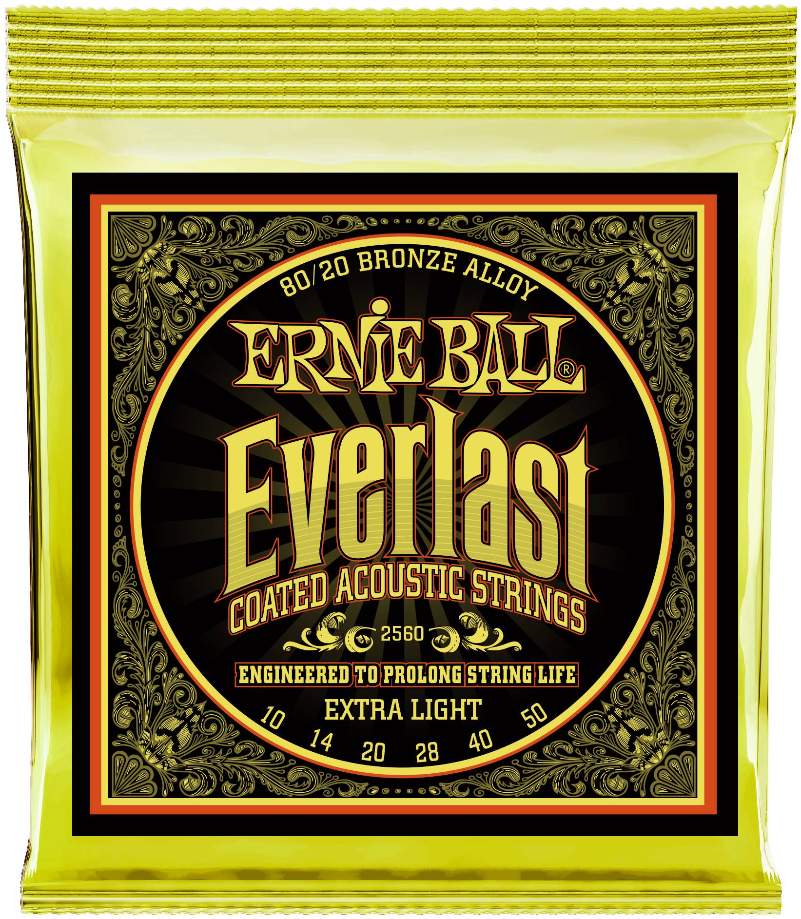 ERNIE BALL 2560 - струны для акуст.гитары Everlast 80/20 Bronze Extra Light (10-14-20w-28-40-50)