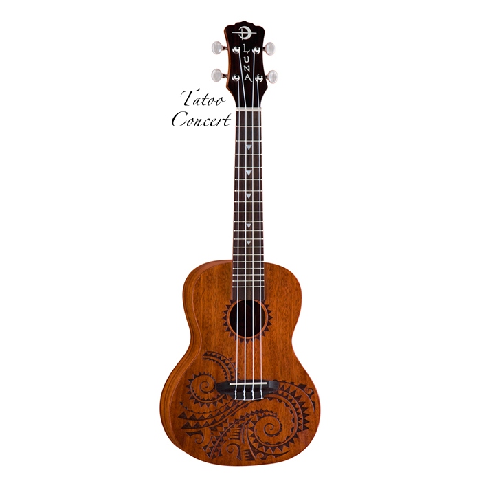 Luna UKE TC MAH - укулеле, концерт, чехол , коричневая, лазерная гравировка - волшебные узоры