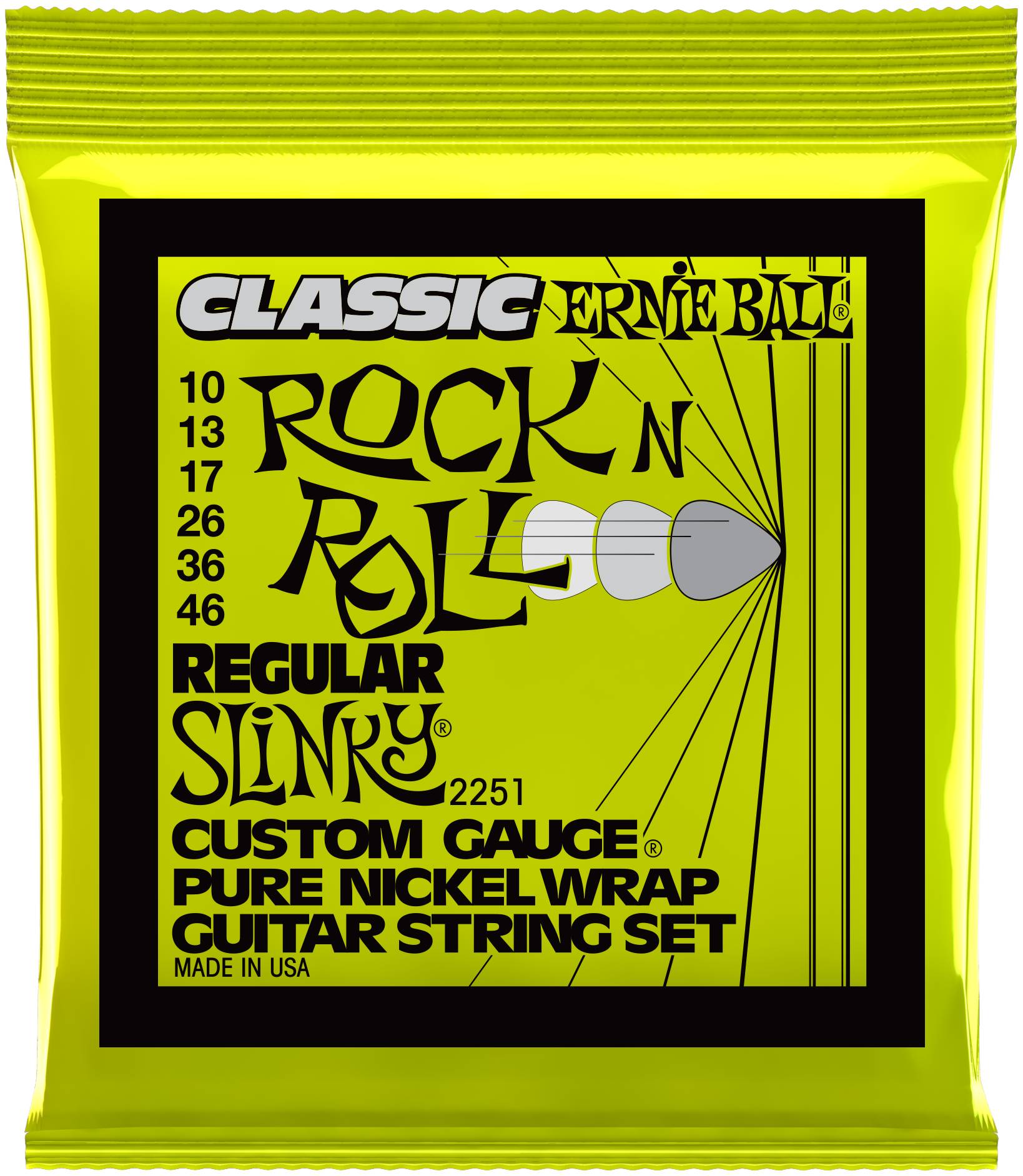 ERNIE BALL 2251 - струны для эл.гитары Classic Pure Nickel Regular Slinky (10-13-17-26-36-46)