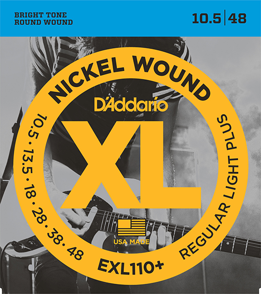 D'Addario EXL110+ Nickel Wound Комплект струн для электрогитары, Regular Light Plus, 10.5-48