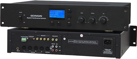 GONSIN TL-ZB3 Центральный блок для конференц-системы с функцией голосования. Подключение до 60 консолей. Подавитель обратной акустической связи. Эквалайзер. RS-232, RS-485. Видеоматрица 4х1+1. 2U/19".