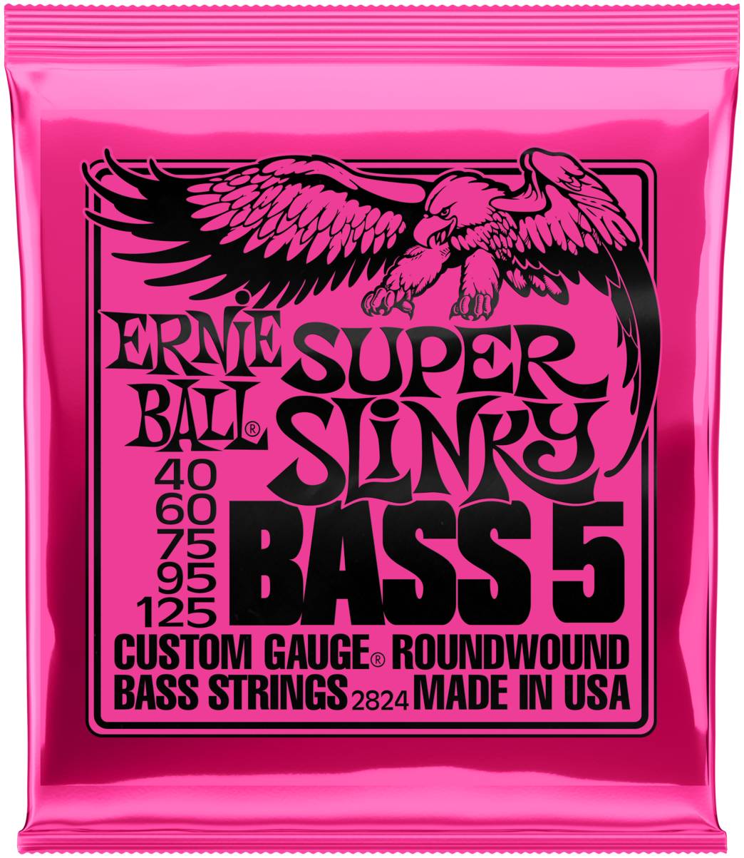 ERNIE BALL 2824 - струны для 5-струнной бас-гитары Nickel Wound Bass Super Slinky 5 (40-60-75-95-125