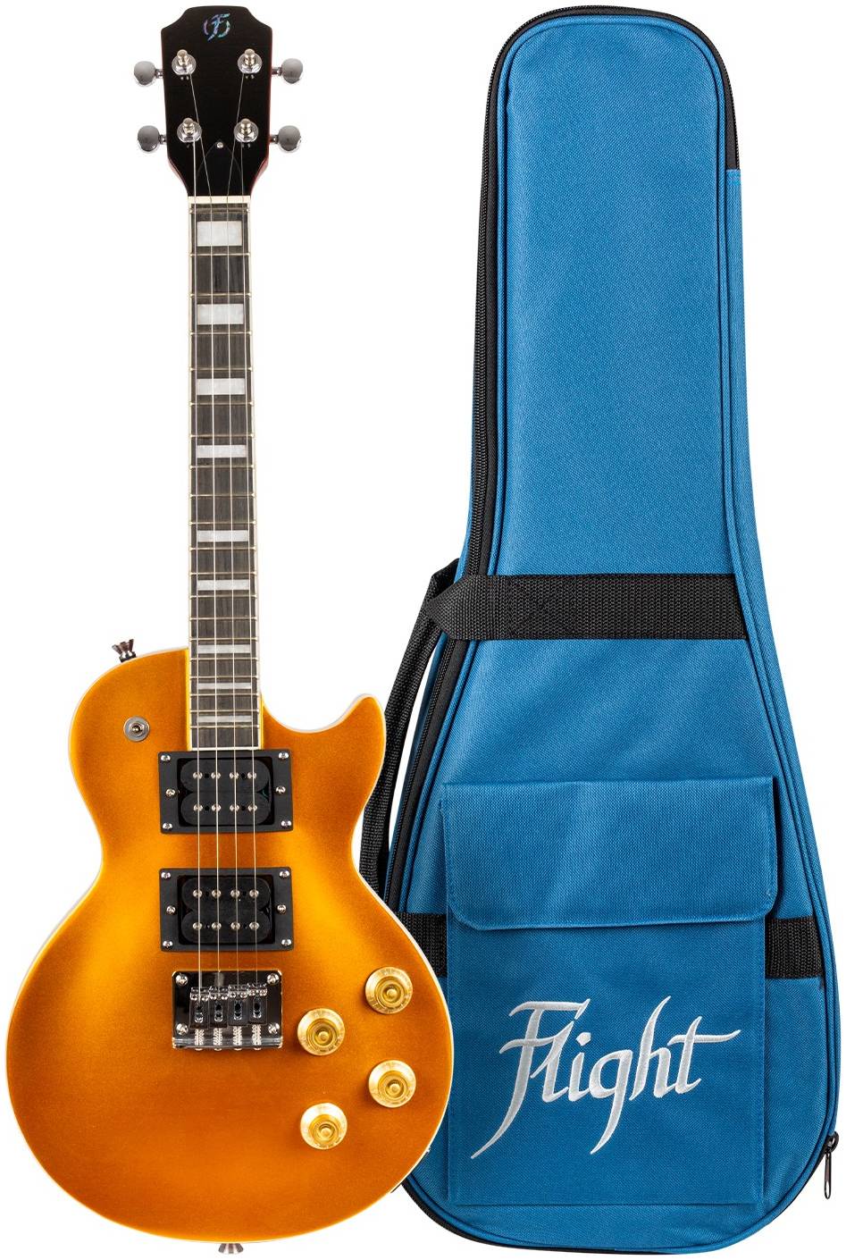 FLIGHT Centurion Tenor GT - электроукулеле, Les Paul, тенор, золотой, чехол