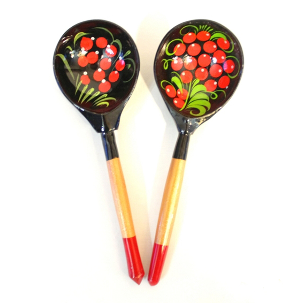 Хохлома LHL6501 Деревянная ложка полубаская, роспись "Чернушка"