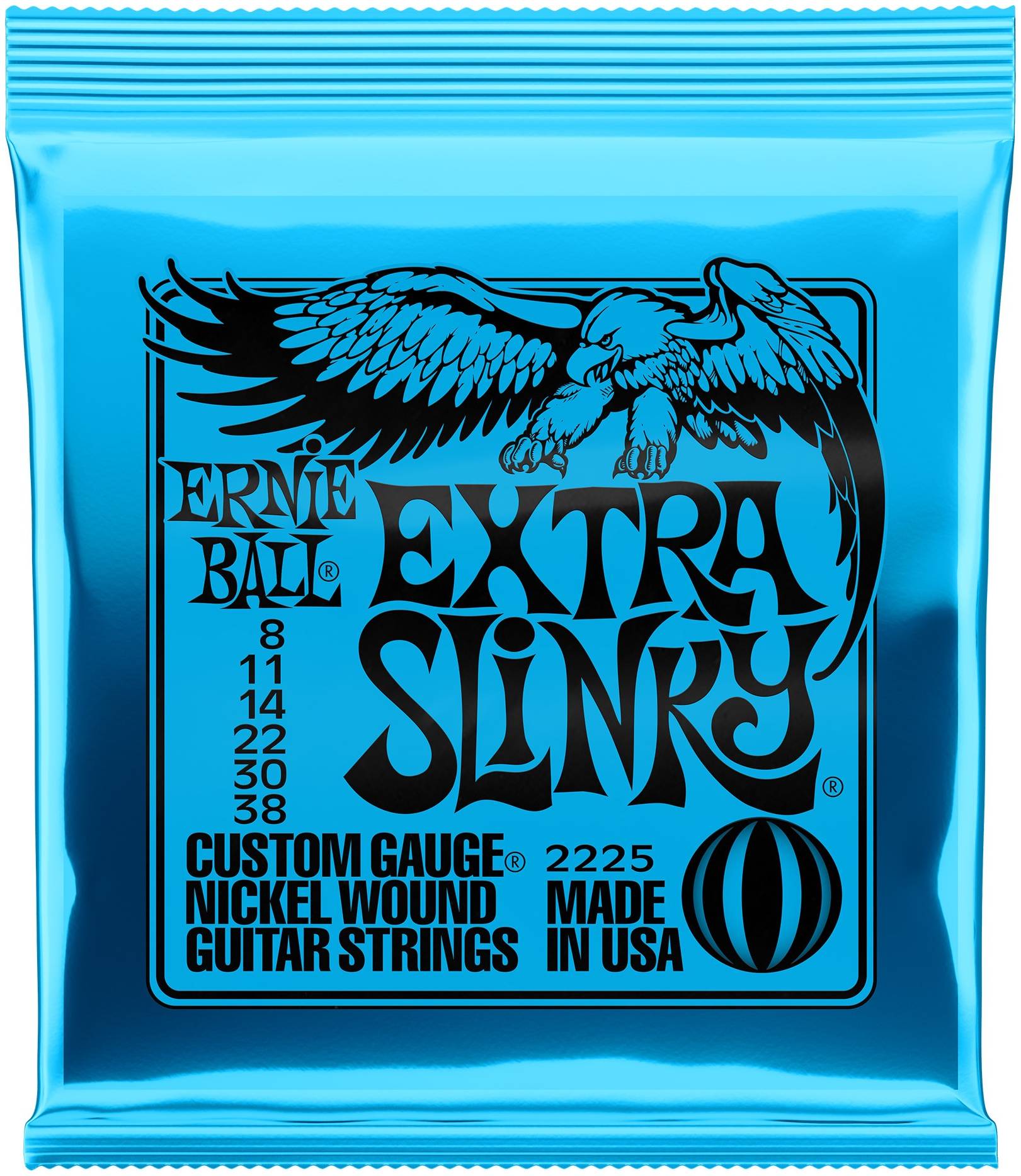 ERNIE BALL 2225 - струны для эл.гитары Nickel Wound Extra Slinky (8-11-14-22w-30-38)