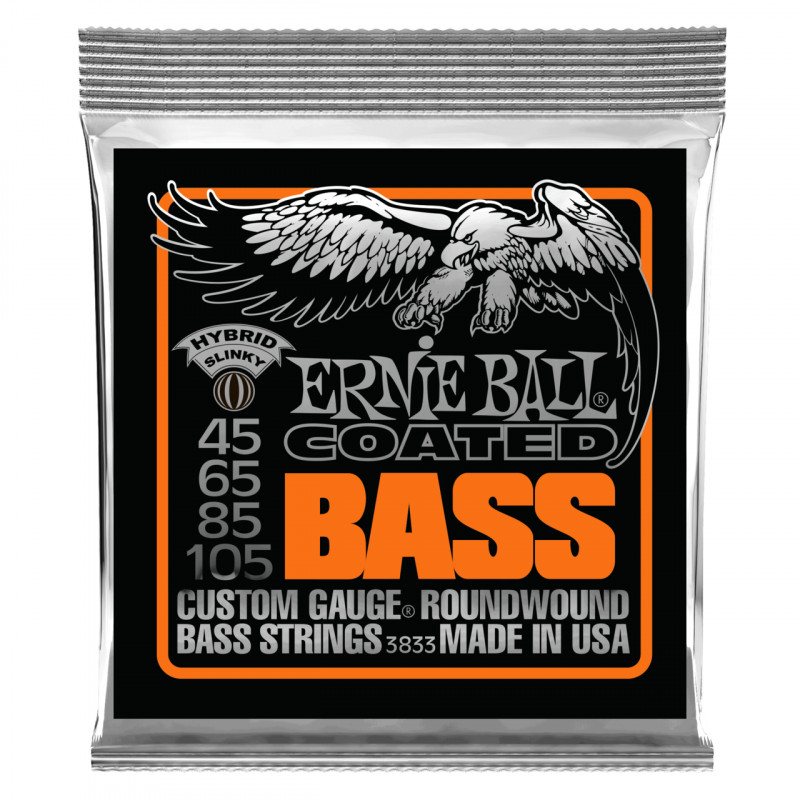 ERNIE BALL 3833 - струны для бас-гитары Coated Bass Hybrid Slinky (45-65-85-105)