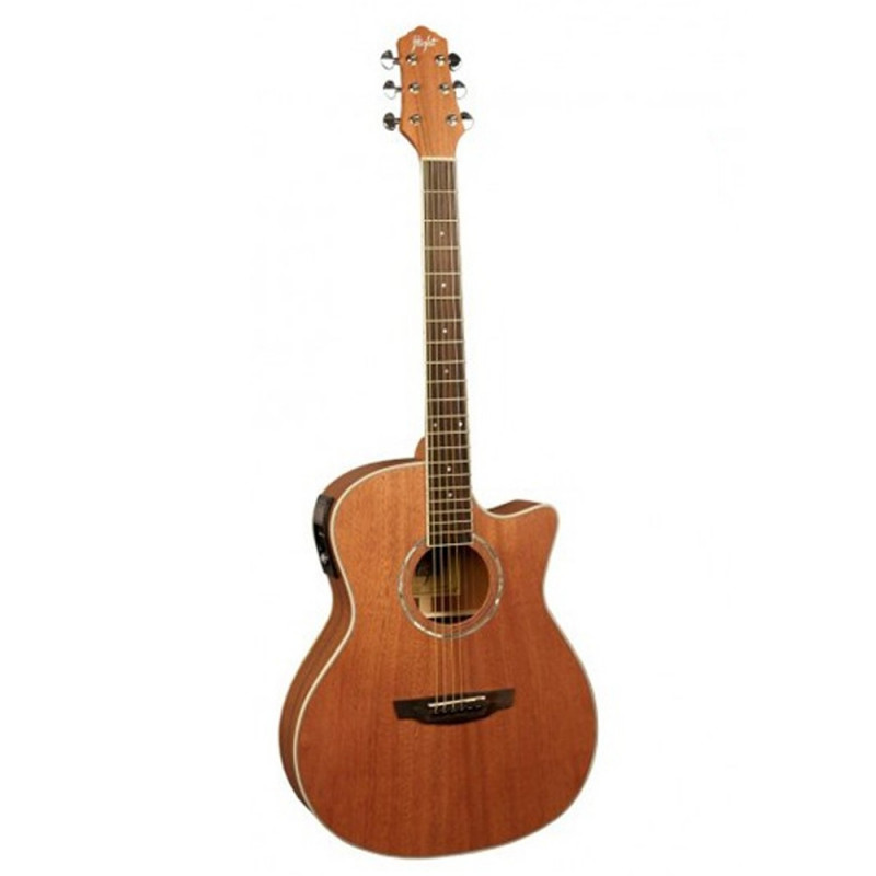 FLIGHT AG-300 CEQ NS - эл.-ак. гитара с вырезом, цвет темный натурал