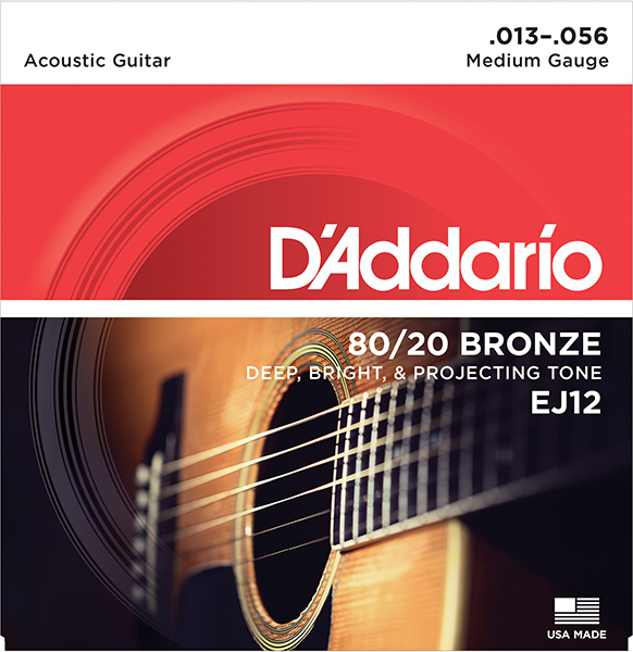 D`ADDARIO EJ12 BRONZE 80/20 Струны для акустической гитары бронза Medium 13-56