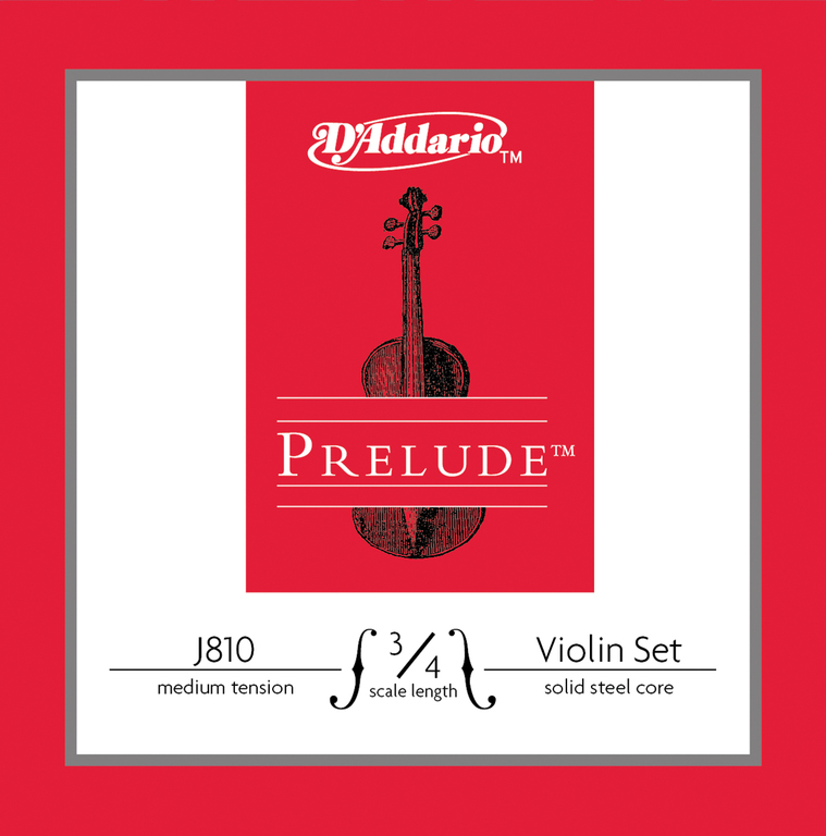 D'ADDARIO J810-3/4M Prelude Комплект струн для скрипки размером 3/4, среднее натяжение