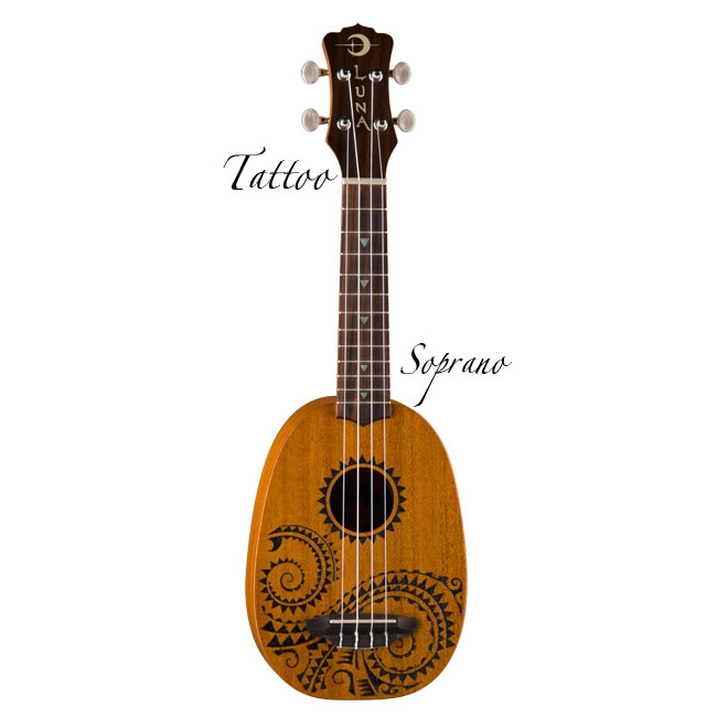 Luna UKE TATTOO- укулеле, сопрано, чехол, лазерная гравировка - кельтский узор