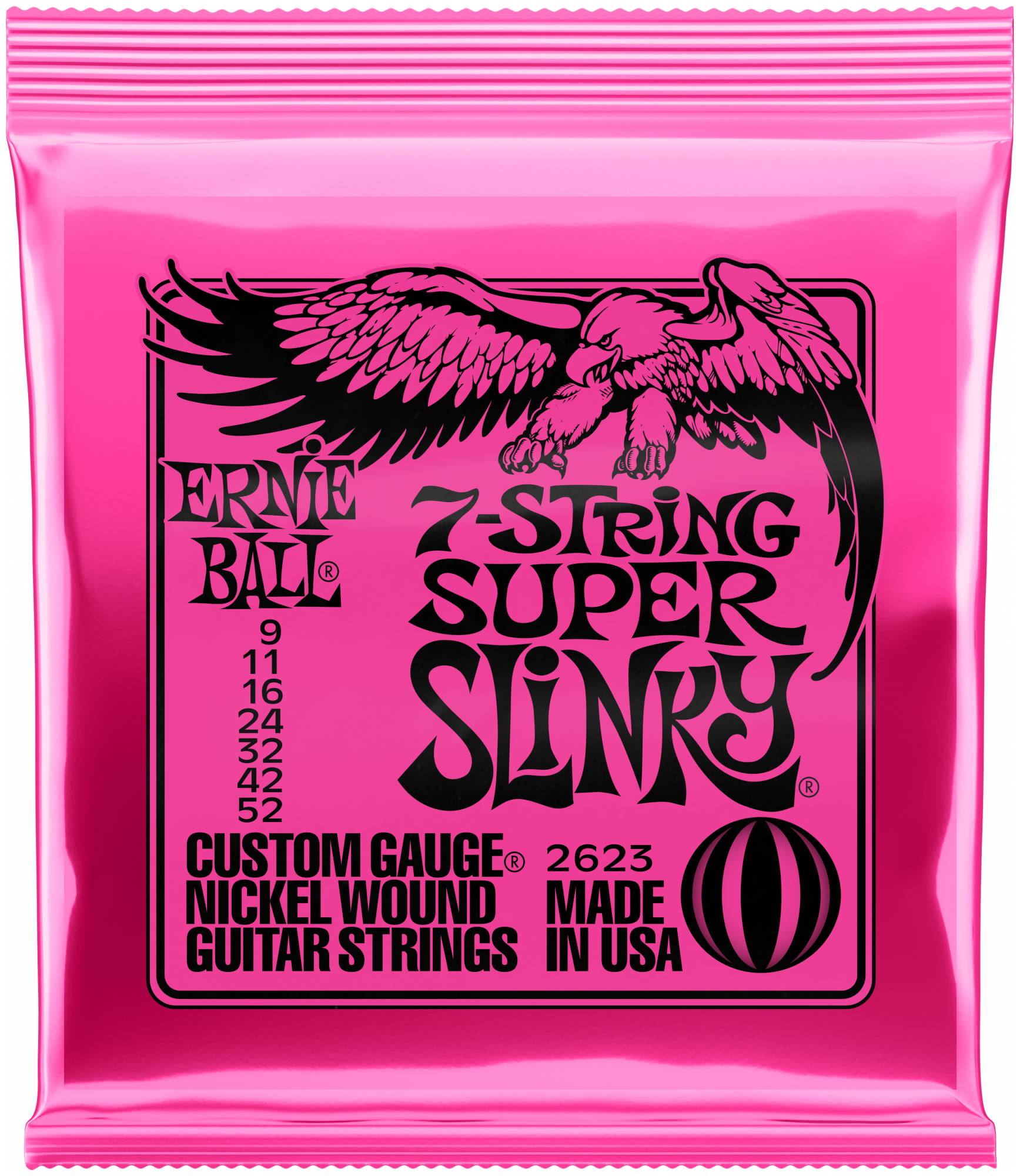 ERNIE BALL 2623 - струны для 7стр. эл.гитары Nickel Wound Super Slinky 7 (9-52)