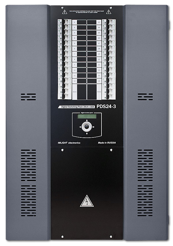 IMLIGHT PDS 24-3 (V) Шкаф управления нерегулируемыми цепями, 24 каналов по 16А (автоматы SCHRACK, контактор), вводной автомат, дроссели, DMX-512, монтаж на стену.