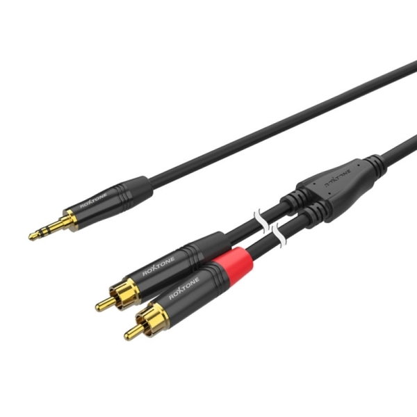 ROXTONE PACC150/1 Премиальный аудио кабель, 3.5mm stereo Jack (MJ3BG) - 2xRCA (P2BG)