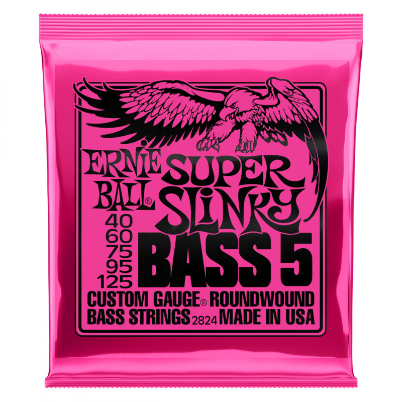 ERNIE BALL 2824 - струны для 5-струнной бас-гитары Nickel Wound Bass Super Slinky 5 (40-60-75-95-125