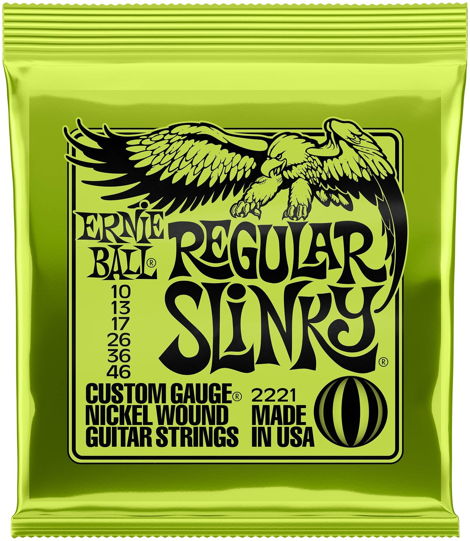 ERNIE BALL 2221 струны для эл.гитары Nickel Wound Regular Slinky (10-13-17-26-36-46)