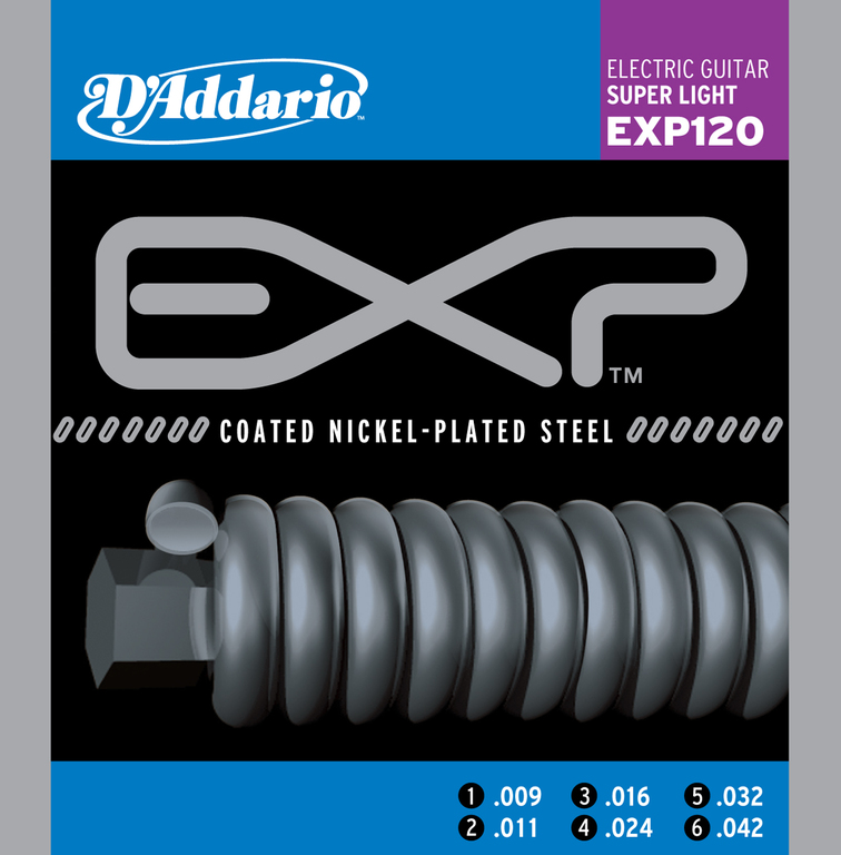 D'ADDARIO EXP-120 COATED NICKEL Струны для электрогитары Super Light 9-42