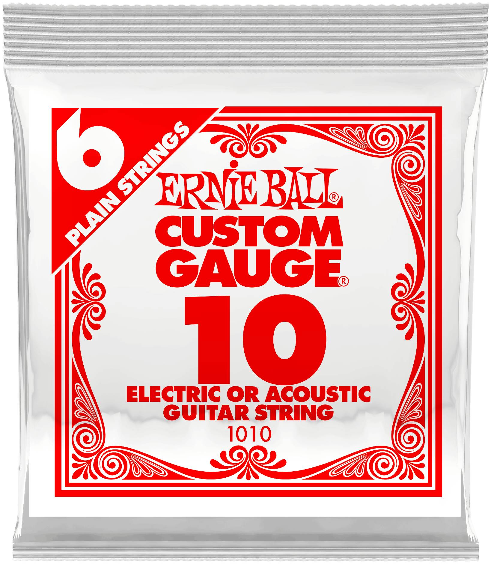 ERNIE BALL 1010 - одиночная струна струна для электро и акустических гитар. Сталь, калибр .010