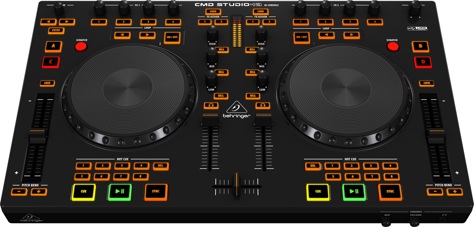 Behringer CMD STUDIO 4A - DJ MIDI контроллер с 4-канальным аудио интерфейсом