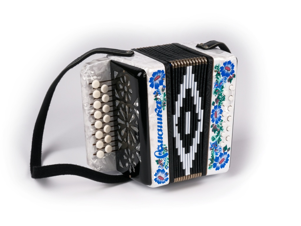 S20XL-C-WH Гармонь "Ромашка" 15х12-I, белая, палехская роспись, Шуйская гармонь