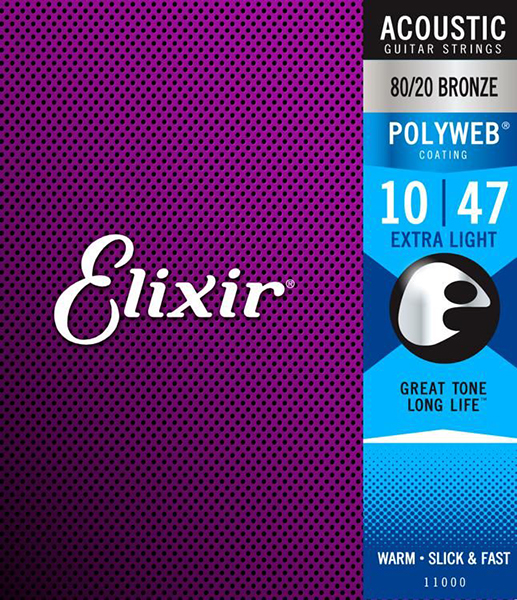 Elixir 11000 струны для акустической гитары PolyWeb Extra Light (010-014-023-030-039-047)