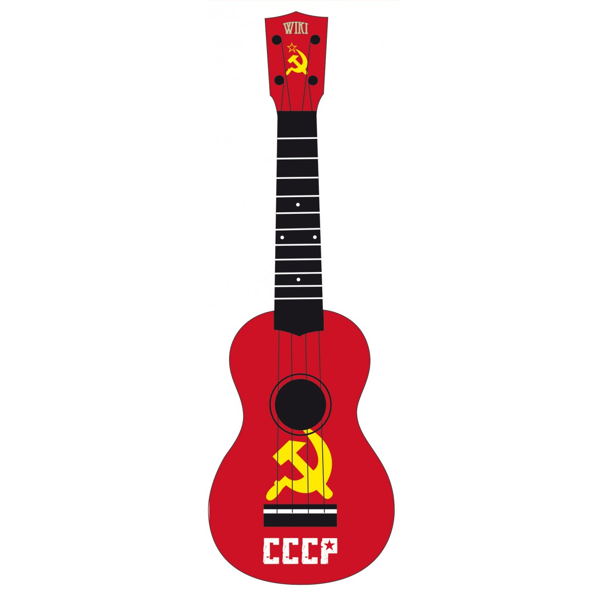 WIKI UK/REBEL/CCCP - гитара укулеле сопрано, липа, рисунок "флаг СССР", чехол в компл.