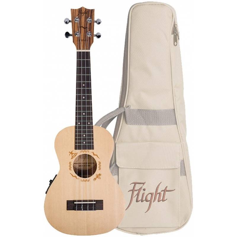 FLIGHT DUC525 EQ SP/ZEB - укулеле, концерт, цвет натурал, верхняя дека - ель, корпус - зебрано, звук